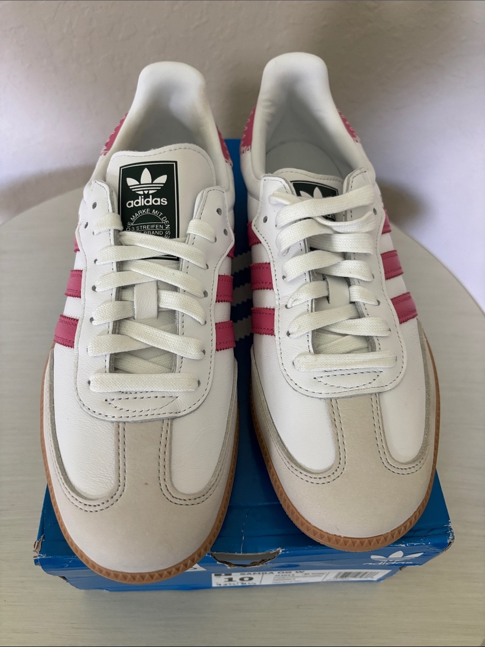 ADIDAS Samba OG White Rose Pink Gum JI2013 Women's Size 10 NIB Sneaker - Picture 2 of 7